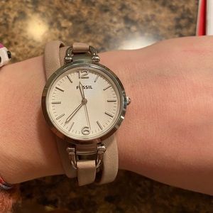 Fossil leather wrap watch